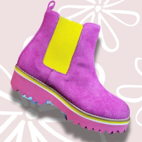 GIROTTI NWT Suede Leather Chelsea Boots Pink Size 37 EU Size 6 to 6.5 US - Picture 2 of 10